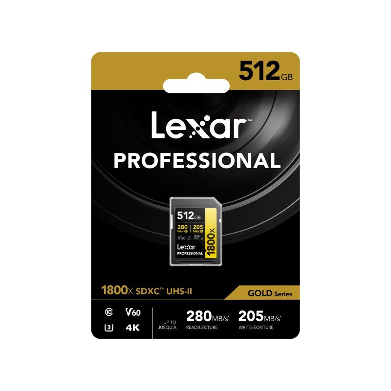 Lexar Professional 1800X SDXC UHS-II SD Card (LSD1800512G-BNNNG - Capacity: 512GB)