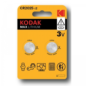 Kodak Batteries Max lithium CR2025 battery 3V 2 pack child safety blister