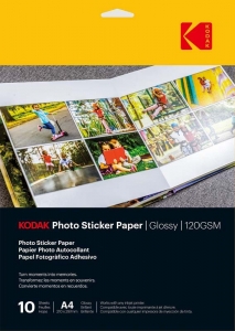 Kodak Photo Sticker Paper Glossy 120GSM A4 10 Sheets
