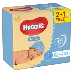 Huggies Baby Wipes Pure 2+1 Free 56sx3 Pack (168 Wipes)