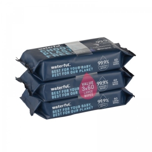 Waterful Plastic Free Baby Wipes 3x60 Pack