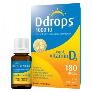 Ddrops Liquid Vitamin D3 25 micrograms 1000IU 180 Drops 5mL