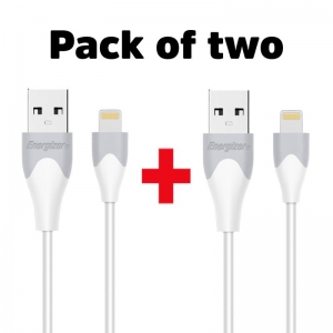 Energizer iPhone (Lightning) Cable Twin Pack White 1.2 Metre