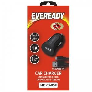 Eveready Car Charger 1A with Micro-USB Cable Black