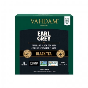 Vahdam Black Earl Grey Pyramid Tea Bags 15 Pack