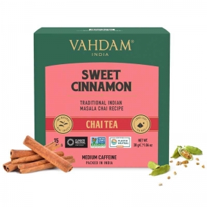 Vahdam Chai Sweet Cinamon Pyramid Tea Bags 15 Pack